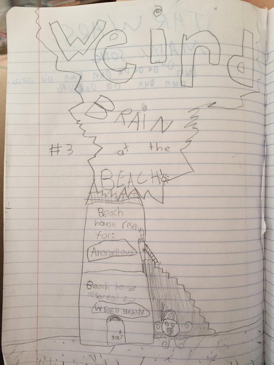 readingismyfave's tweet photo. I am loving the collaboration between my 11 yr old and 7 yr old: Weird Brain at the Beach! #kidauthor #kidillustrator https://t.co/ZttuC1aDXt