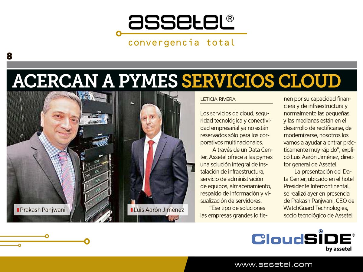 assetel's tweet photo. Reportaje del Periódico Mural sobre la Inauguración de nuestro Data Center el pasado 7 de Junio | #Assetel #CloudSIDE https://t.co/VWWM1yrJn3