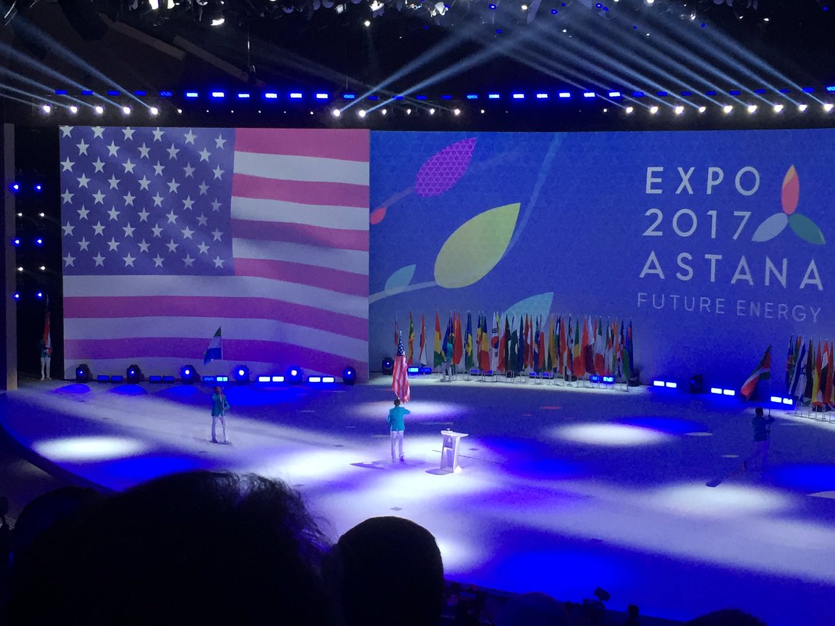 drjwalk's tweet photo. Congratulations to the president &amp; people of #Kazakhstan on an amazing #Expo2017 opening! The USA is excited to be a part #usaexpo2017 https://t.co/g97v9paftj
