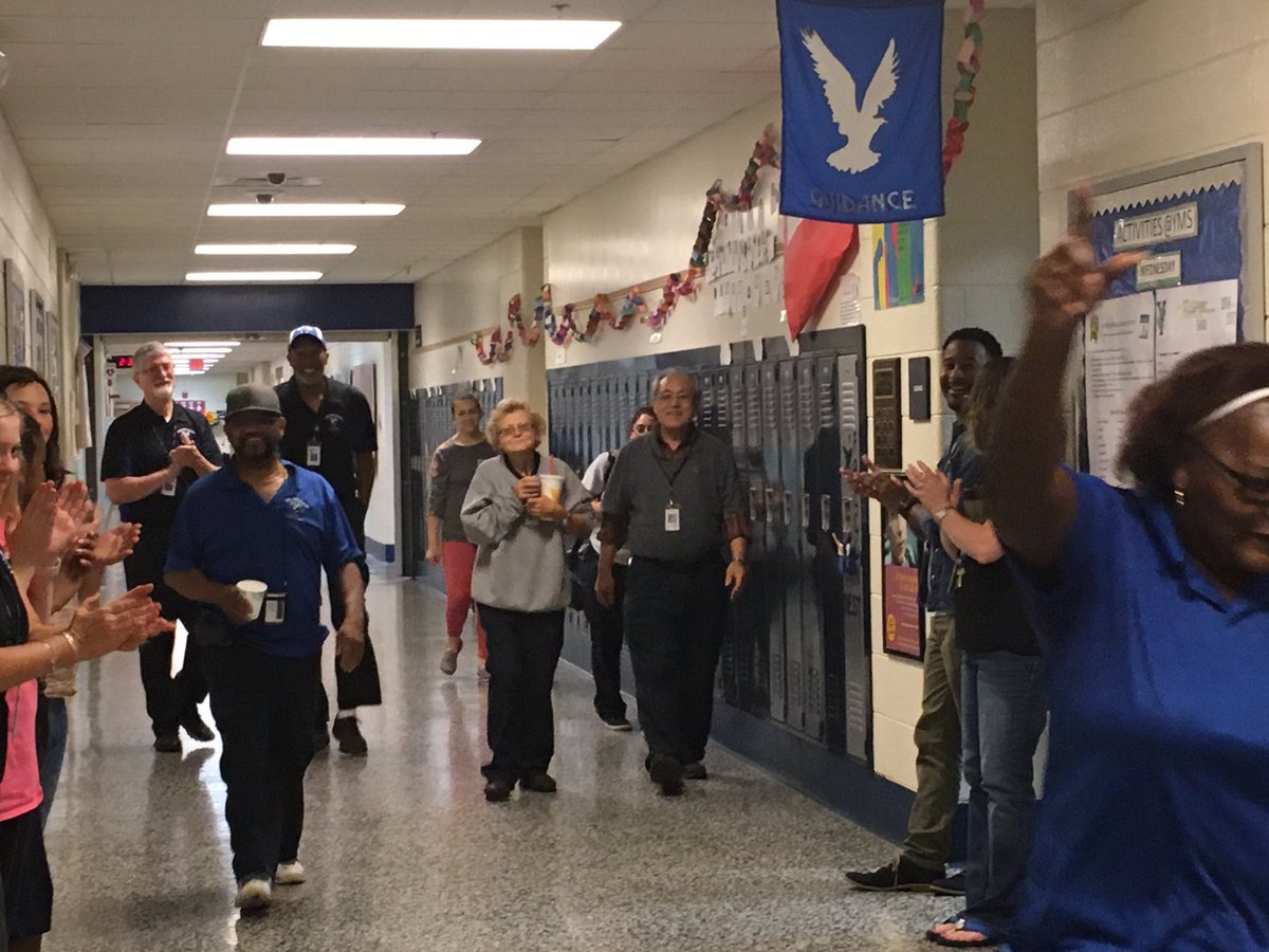 GWHairston's tweet photo. YMS YVC thanking our wonderful custodians. Great student-led project! Awesome Falcons! #ymstags https://t.co/x2AqDPWmu8