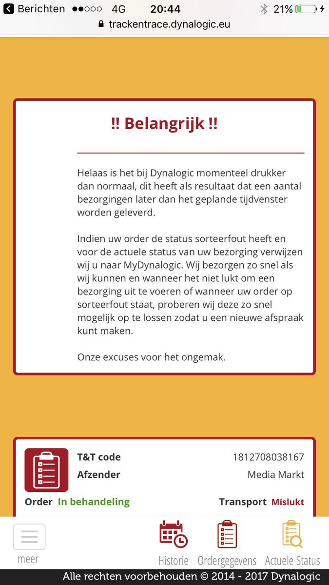 Zelden zo'n slechte service meegemaakt als die van #dynalogic. Sorteerfout.. maar niemand weet iets.. <a href="/mediamarkt_nl/">MediaMarkt NL</a>: die tv stuur ik terug
