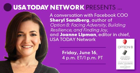 Tune in next Fri as I chat live w <a href="/sherylsandberg/">Sheryl Sandberg</a>.  Have questions abt grief, resiliency &amp; #OptionB? Send them my way <a href="/USATODAY/">USA TODAY</a>