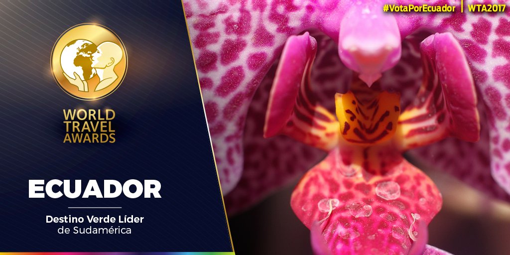 #Ecuador ha sido nominado como Destino Verde Líder de Sudamérica #WTA2017. Contamos con tu apoyo, #VotaPorEcuador bit.ly/2piZ52F🌸
