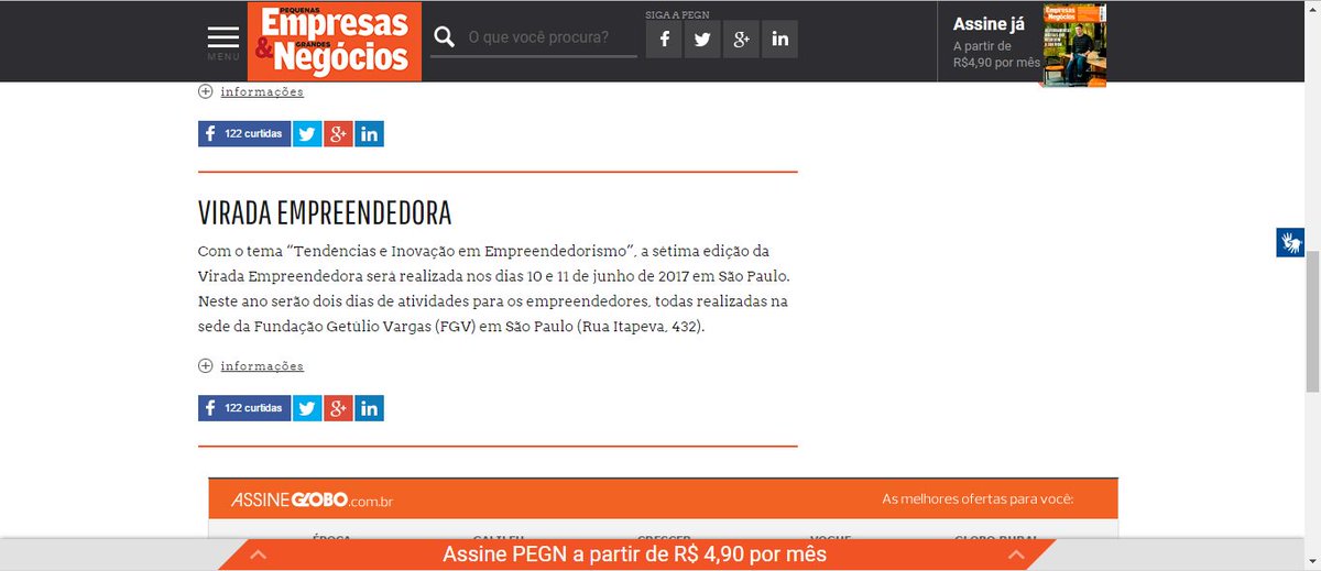 Estamos na <a href="/peqempresas/">poc-broken-link!</a>! revistapegn.globo.com/Agenda/
Venha p/ o maior evento de empreendedorismo do Brasil! Infos: viradaempreendedora.com.br  #VE