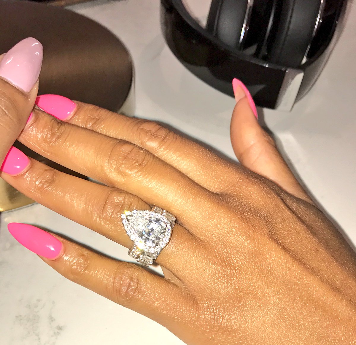 DontWorryBoutB's tweet photo. This spoiled as bih @ash3nicole's ring tho.... Can't relate! 💎💎💎 https://t.co/pn13TVtw41