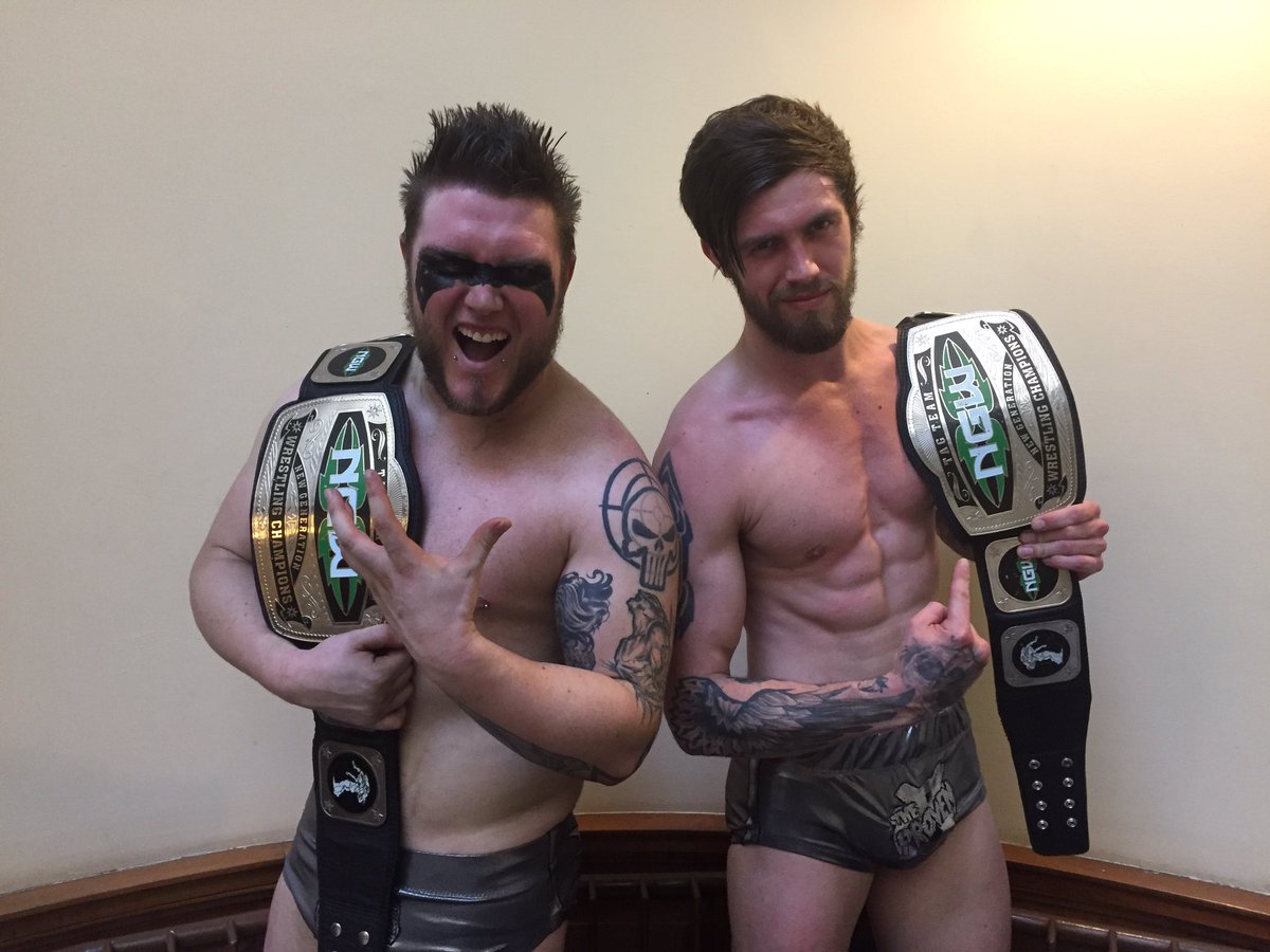 SamWilder_1990's tweet photo. Me and @Caz_Crash92 decided go get a new pair of matching belts. I think they suit us pretty well. New, @NGWrestlingUK Tag Team Champions. https://t.co/9IH2ymMKBX