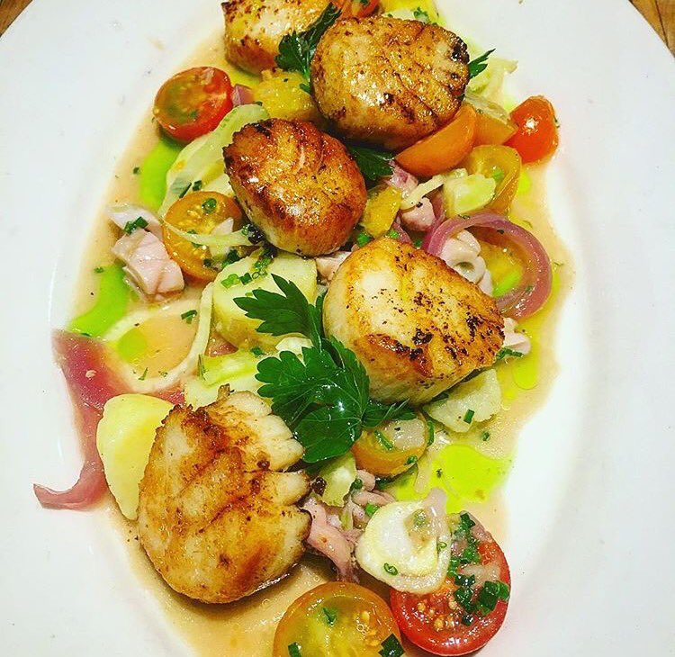 Scallops, Mussels and Calamari Escabeche with Fennel, Oranges, Cherry Tomatoes and Pickled Onions!