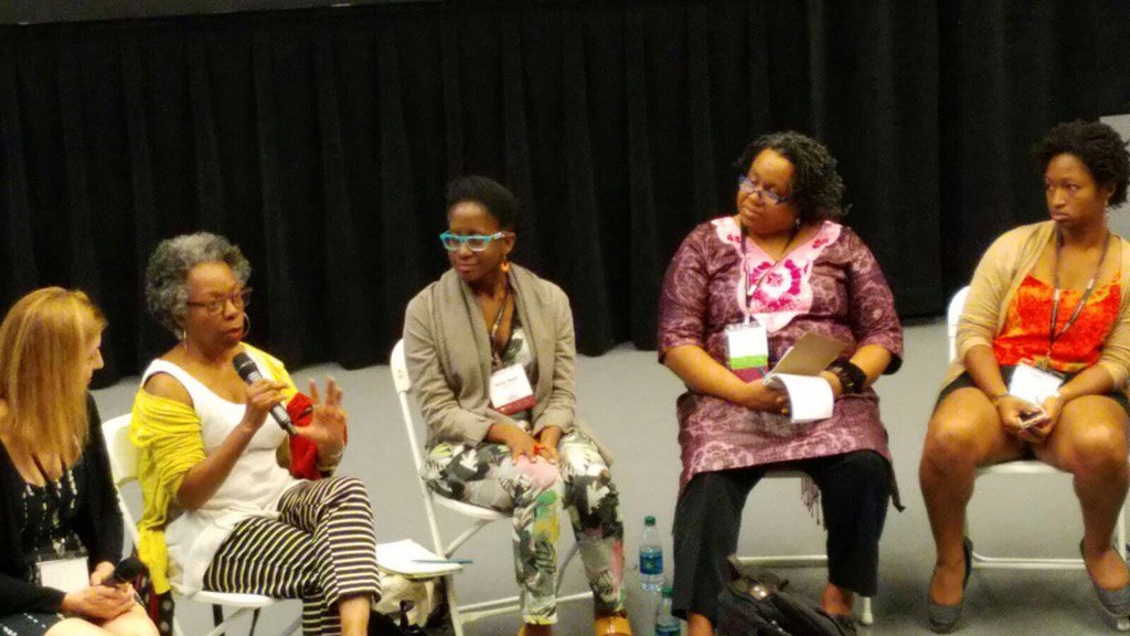 BisemiInc's tweet photo. Jawolle Zollar of Urban Bush Women dicussing social media and audience engagement #DanceUSAKC #Bisemi https://t.co/0Xu3HxwdHx