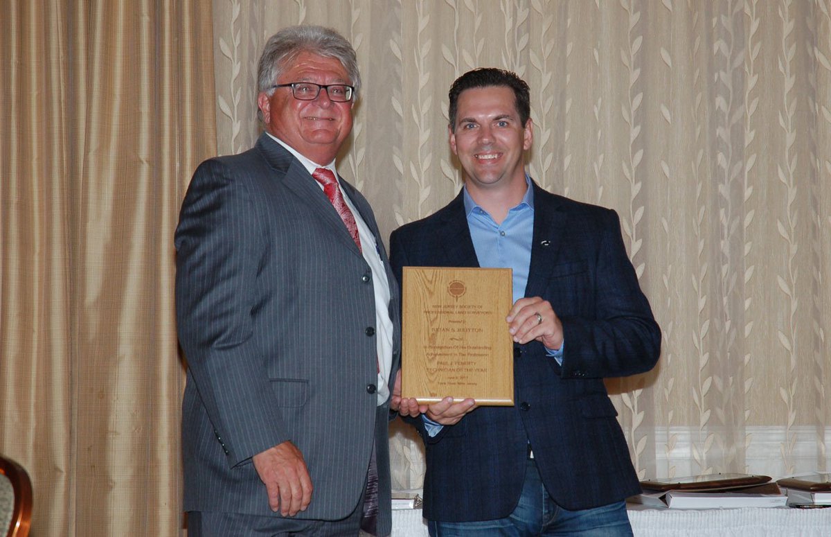 Brian Britton receives the Survey Technician of the Year award from the New Jersey Society of Professional Land Surveyors! Congrats, Brian!
