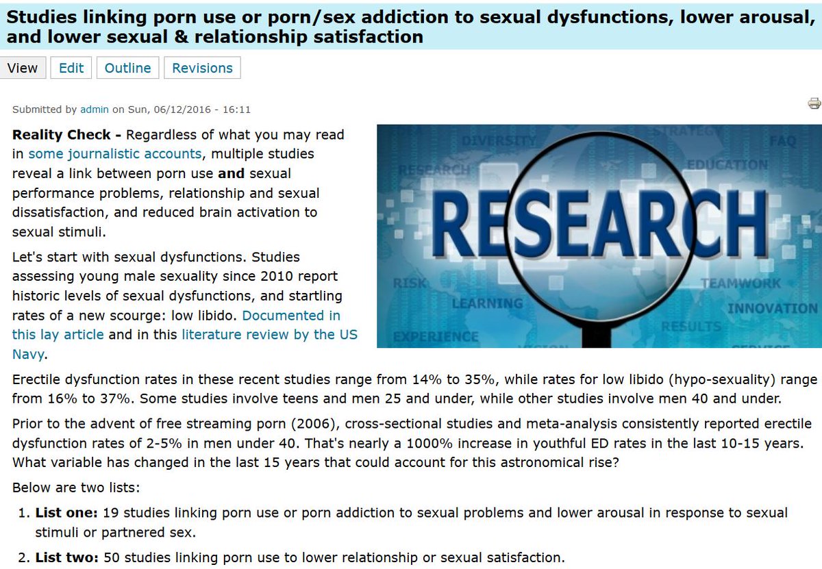 YourBrainOnPorn's tweet photo. 19 studies link porn use/porn addiction to sexual dysfunctions &amp; low arousal. 3 of the 19 demonstrate causation: https://t.co/p9ZpB2h1hn https://t.co/47j0TKAgdD