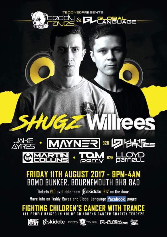 TeddyRaves's tweet photo. Next up @TeddyRaves  @GlobalLanguage_  Bournemouth 11th Aug @ShugzK @WillRees01 https://t.co/vtyiktPgPq #FightingChildrensCancerWithTrance https://t.co/AUS4IugOlJ