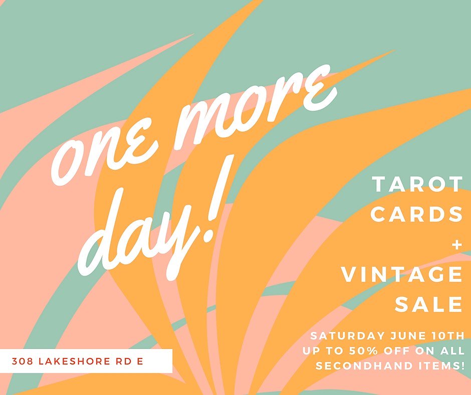 Tomorrow! Come on down for a pretty righteous combo, Tarot + Secondhand clothes! 10 - 5pm! #sale #portcredit #tarot #mississauga