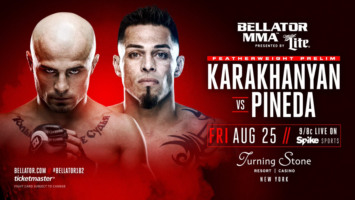 Bellator MMA (@bellatormma) on Twitter photo Also announced, Russian featherweight @georgimma and <a href="/DanielPitPineda/">Daniel Pineda</a> are set to fight on the #Bellator182 prelims! Also announced, Russian featherweight @georgimma and <a href="/DanielPitPineda/">Daniel Pineda</a> are set to fight on the #Bellator182 prelims!
