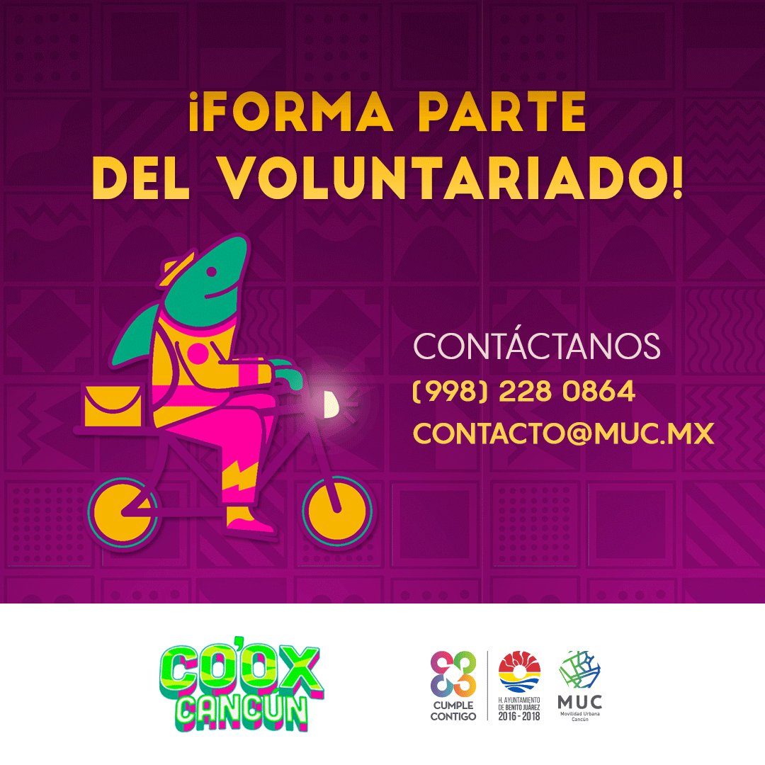 ¡#CooxCancún crece edición con edición y necesitamos manos que nos ayuden el día del evento! 🚲☀🌱 ¿Quieres participar como voluntario?