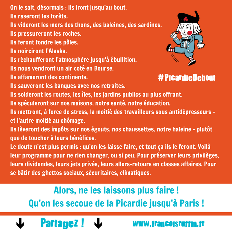 Francois_Ruffin's tweet photo. Qu'on ne les laisse pas faire ! Dimanche 11 juin, votez Ruffin ! #PicardieDebout #legislatives2017 https://t.co/GxPvO0s44M