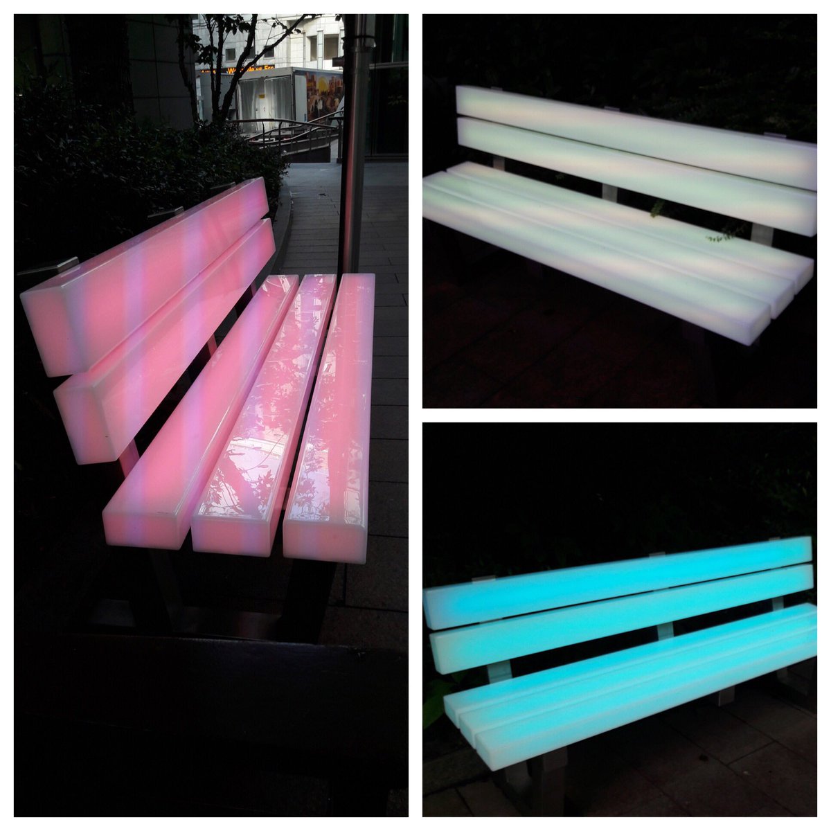 SandraSeaside's tweet photo. #Lightbenches at Canary Wharf. https://t.co/9qrQPuNJ8V