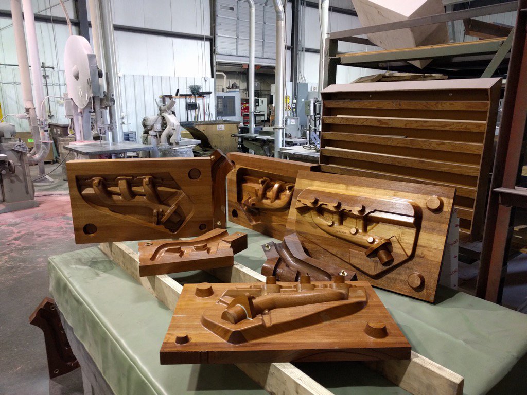 CrucibleMetal's tweet photo. B-e-a-utiful mahogany patterns ready for gating and rigging. https://t.co/v3MHwSudDC