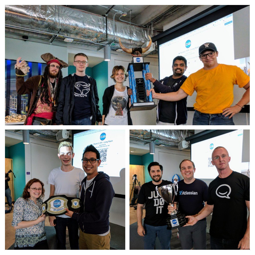jeffthms's tweet photo. Congrats to our 3 winning teams in Austin #shipit39 https://t.co/U5aWb5tBy0