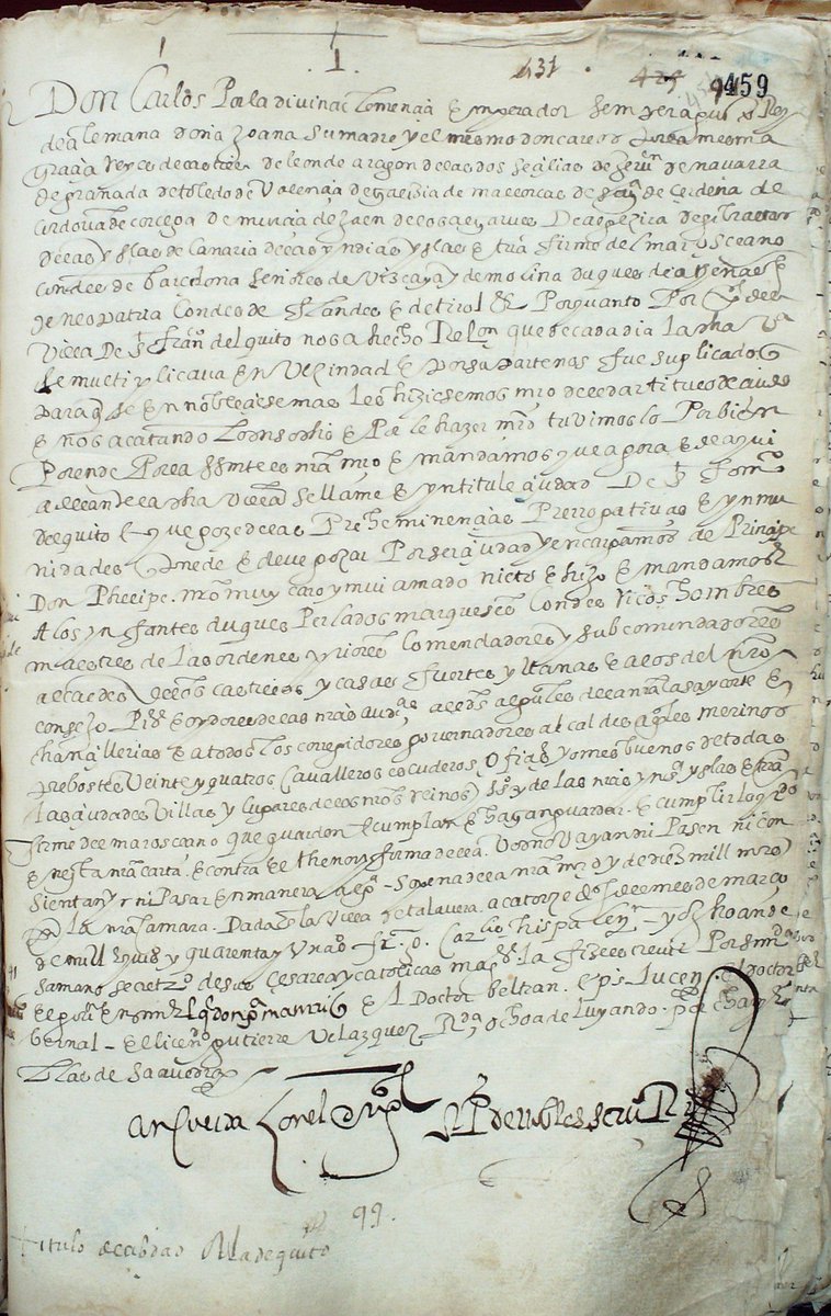 Cédula Real por la que se otorga el título de la Villa de San Francisco de Quito, descúbrela en el <a href="/ArchivoEcuador/">ArchivoEcuador</a>. #ArchivosParaLaGente