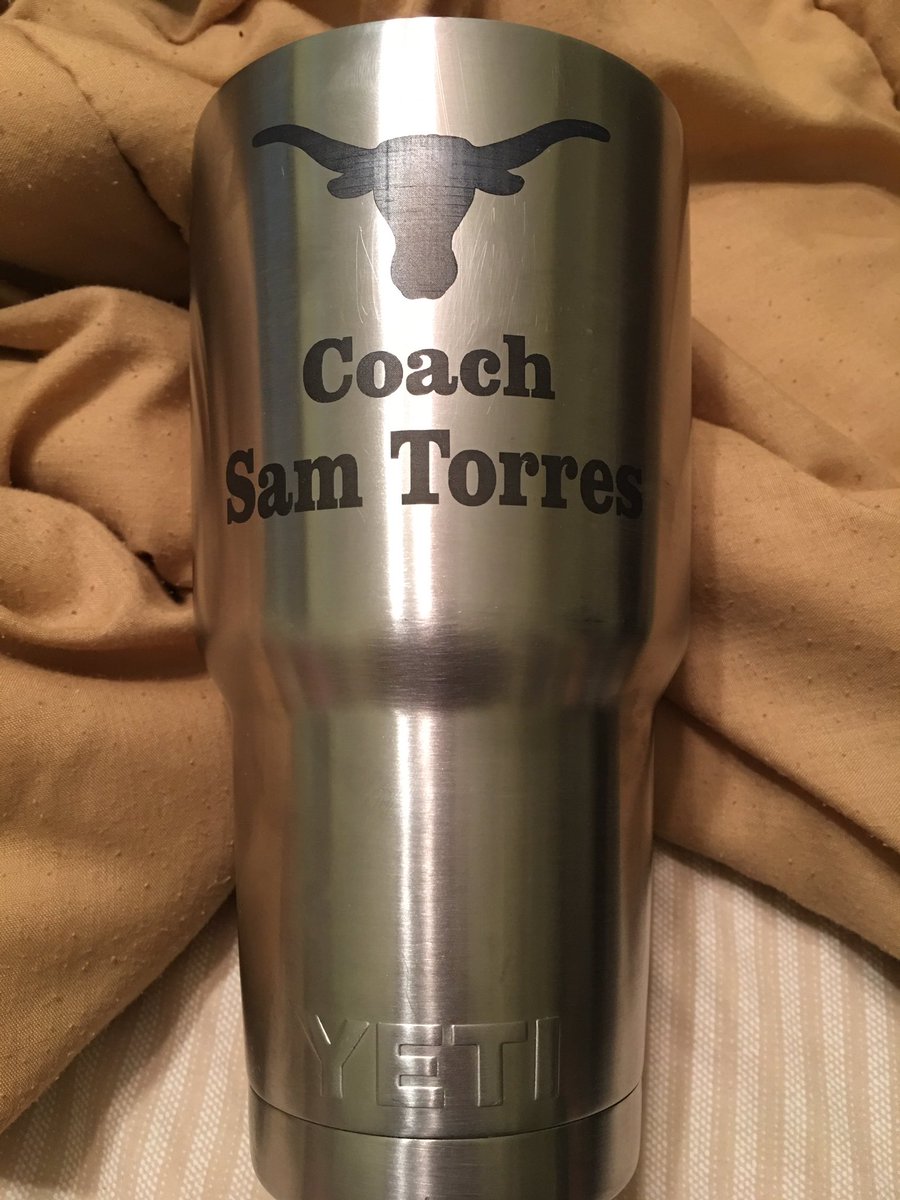 TSUtorres8's tweet photo. My parents got this done for me today. Thank You. #yeti #BronteLonghorns #coach 🤘🏼🏀 https://t.co/WV0YOU1HaS
