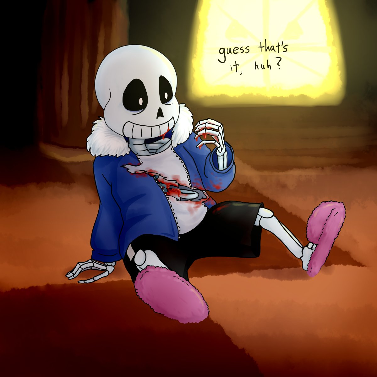 lemurcatart's tweet photo. It's been 10 months since I last drew #Sans dying in the #JudgmentHall --Dunno if this one is better but it may be more gory. #undertale https://t.co/eEwFRddDhe