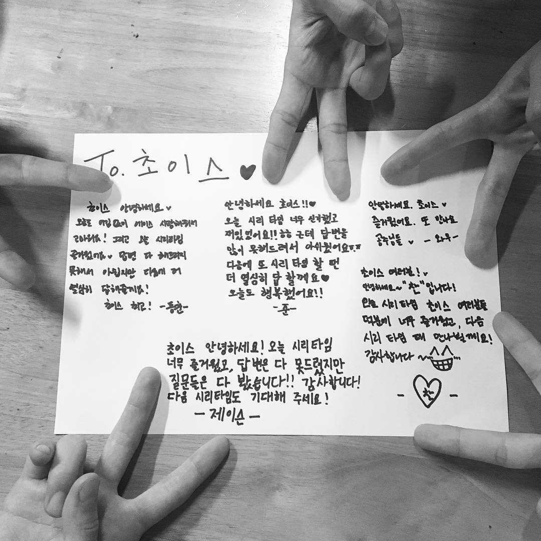 acetranslation's tweet photo. [170610] Instagram update! 
-
[TRANS] To. Choice 
Going home peekaboo Live cut
Let's get ready for the 2x dance 🤔

#ACE #에이스 #선인장 #CACTUS https://t.co/eWbdwD3bIG
