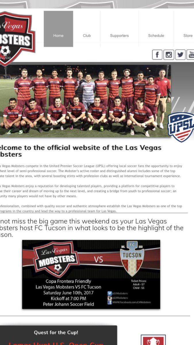 LVMobsters's tweet photo. Be sure to check out our new website leading up to the game Saturday against FC Tucson. https://t.co/4MbUKn5kbn #LVMFC #UPSL https://t.co/q5DyBPSXQY