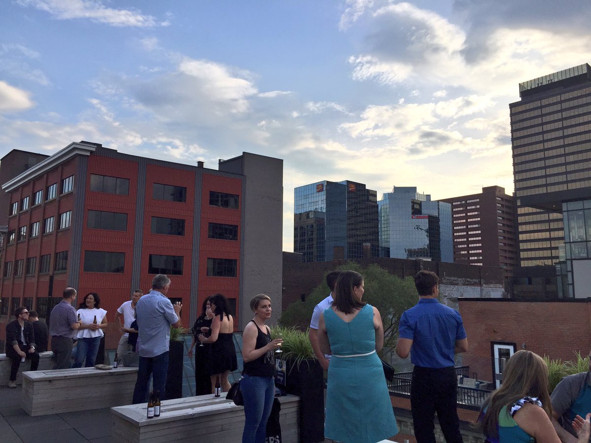 CoreUrban's tweet photo. Views from the Empire Times rooftop. Delicious food by @TheMuleTacos. #HamOnt #ArchCrawl @HBSArchitects https://t.co/N66vVmqbMe