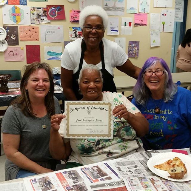 Congratulations to Piece by Piece artist Carol, who received her Level 1 Artisan Certification today! #artheals #skidrow #mosaic