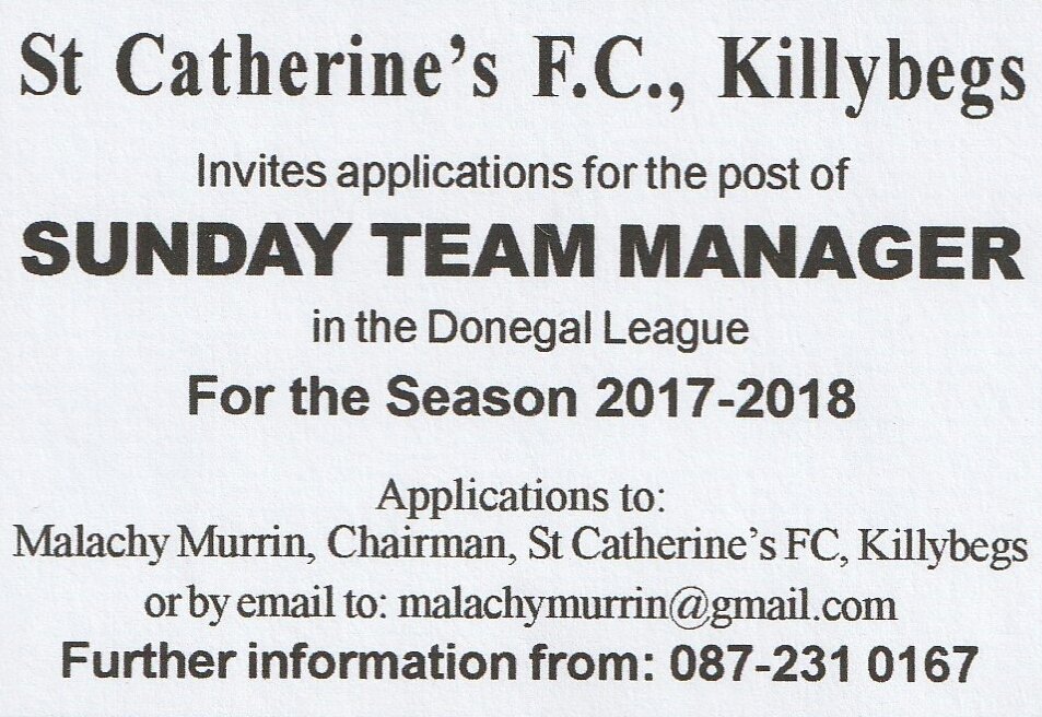 StCatherinesFC's tweet photo. Senior Manager Wanted https://t.co/zeyFgfuinL