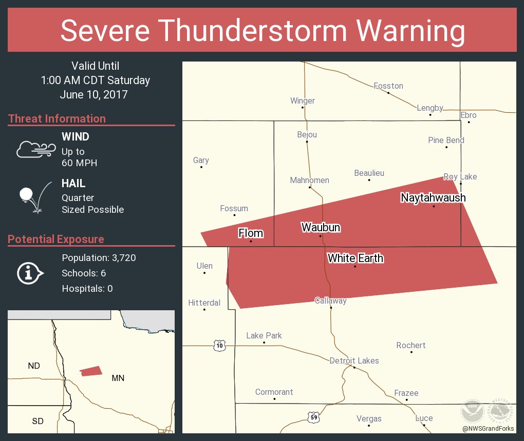 NWS Grand Forks on Twitter "Severe Thunderstorm Warning including