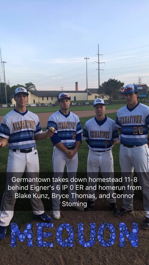 No. 6 Germantown beat Homestead, 11-8. Multiple guys hit home runs for Germantown (via @CFix24)