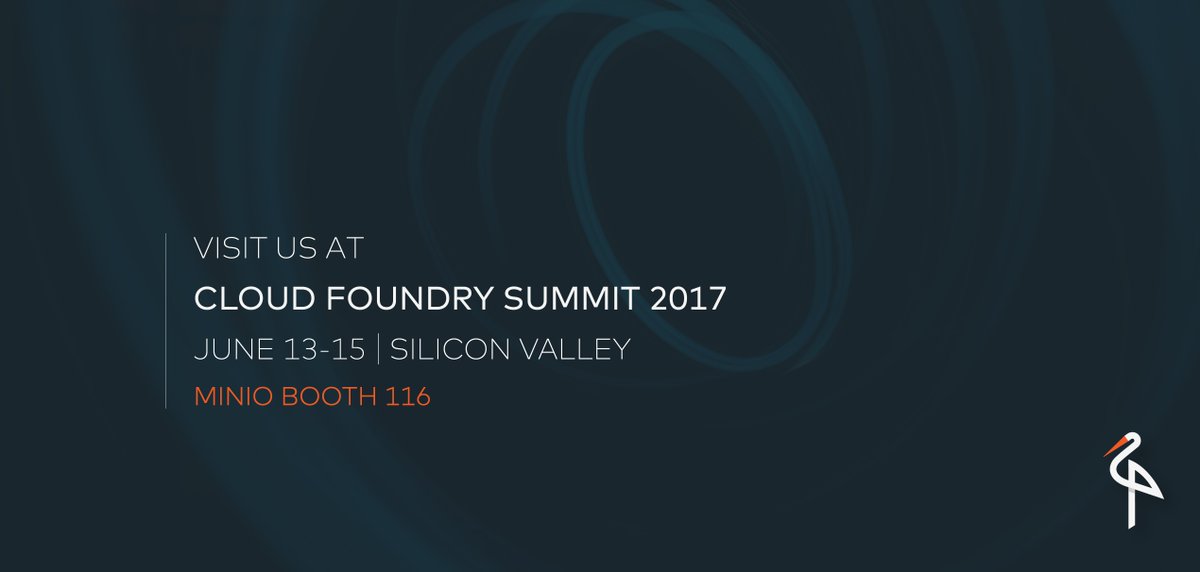 Minio's tweet image. Thrilled to be part of @cloudfoundry summit this year. Visit us at Booth #116 to learn about @Minio and a chance to earn some cool swag!