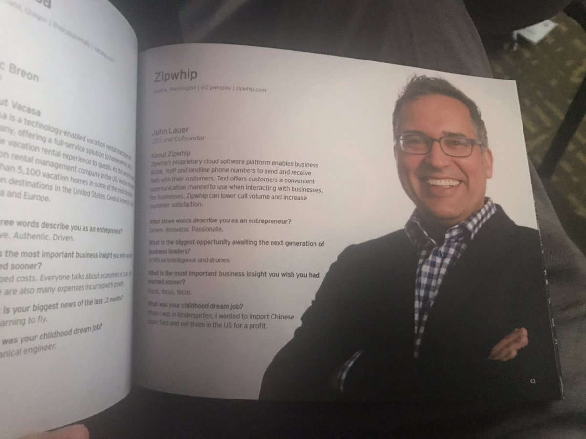jameslapic's tweet photo. Happen to be part of @ZipwhipInc with our CEO John Lauer!! #EOYPNW https://t.co/6xCn4jar1i