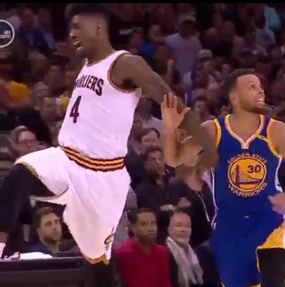 _LaFlame_0's tweet photo. #NBAFinals 
me : basketball is a contact sport !!
bball player : yeah dude for sure
Shumpert : https://t.co/xcOJDhIcHu