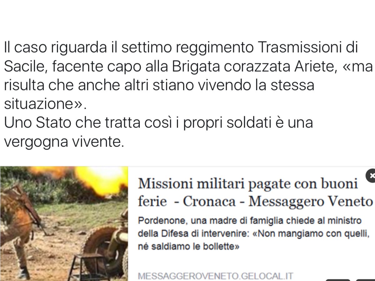 mgdj56's tweet photo. Missioni militari pagate con buoni ferie 

https://t.co/OPf51GEIiY https://t.co/KwByFYwd0s