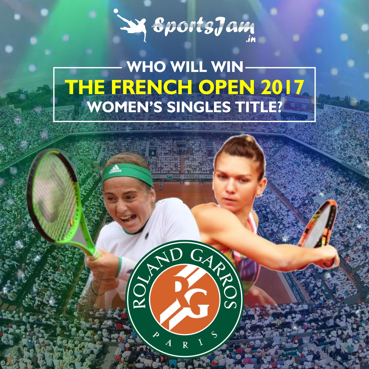 SportsJamIn's tweet photo. Who Will Win The #FrenchOpen2017 Women's Singles Title?
@rolandgarros @Simona_Halep @jelenaostapenko #WomenSingles #Tennis #FO17 https://t.co/ehamxkzj01