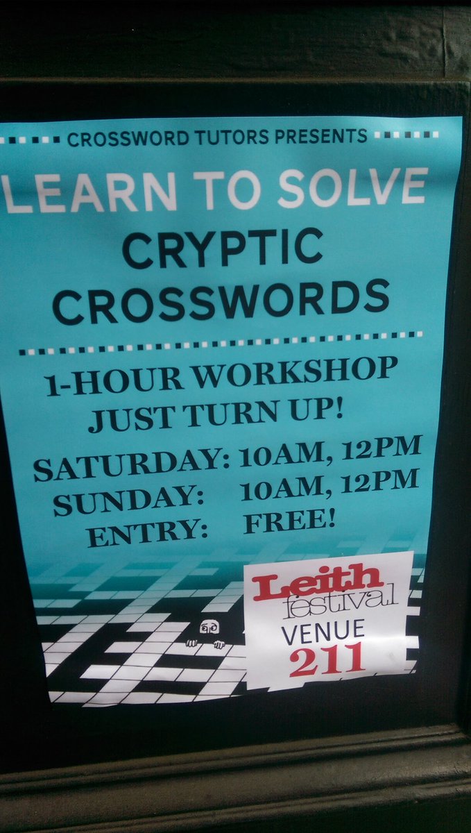 Come in from the rain for a cuppa and a crossword today <a href="/leithfestival/">Leith Festival</a>
