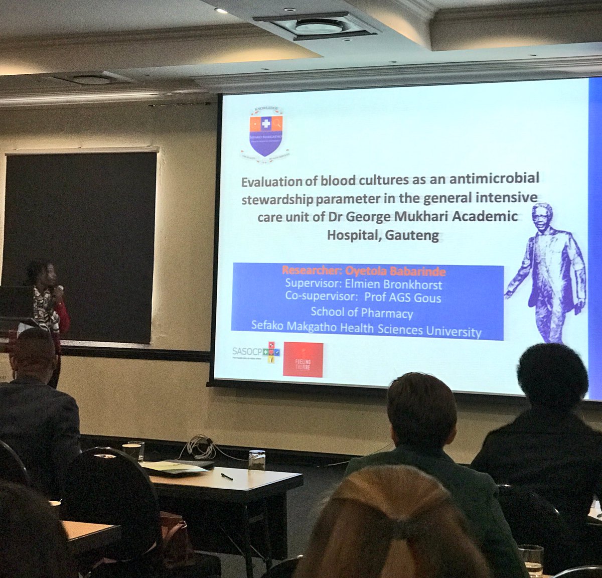SMUClinPharm's tweet photo. Our second year academic intern @oyetolababarind presenting her study.   @sasocp #sascop2017 #conference #welldone https://t.co/qxSsBZG1n5