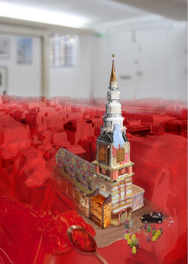 AVRLondon's tweet photo. AVR architectural visualisation of St. Bride's Church cake as part of #LFA2012 Beautiful day for a bake-off at Fitzroy Sq. #GABO17 #LFA2017 https://t.co/7E026LOuLN