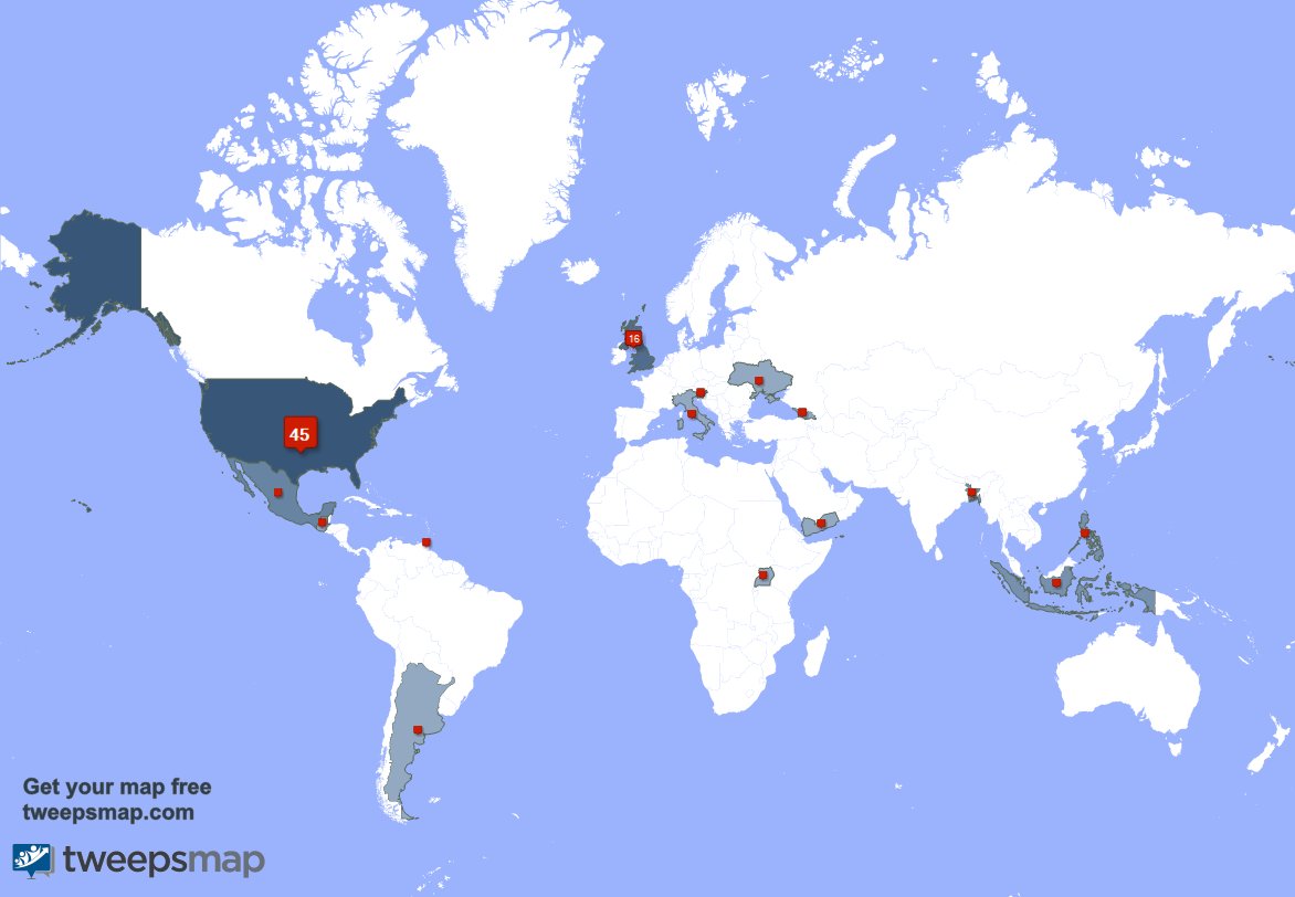 LaurasPasta's tweet photo. My followers are in USA(42%), UK.(15%) Get your free map https://t.co/Aasw8j7wQO https://t.co/b7730nBbEu