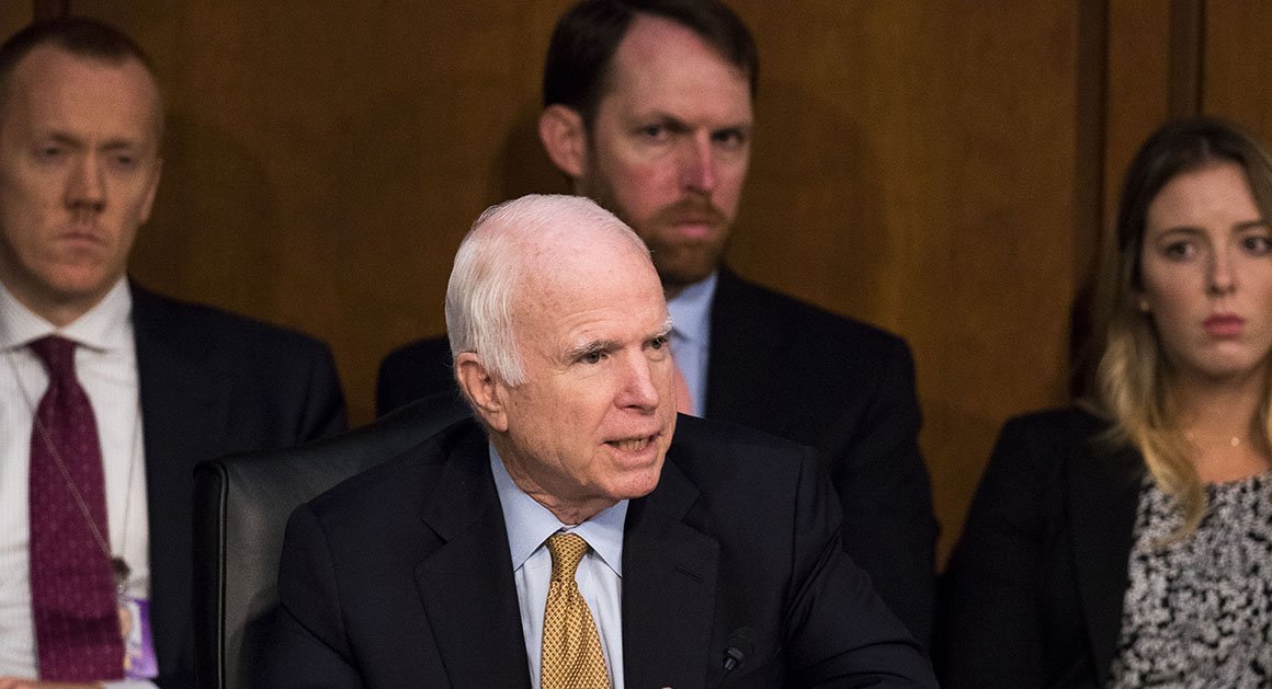 politico's tweet photo. After asking Comey questions that some found confusing, McCain says he shouldn't stay up so late watching baseball https://t.co/daA18hWwda https://t.co/CJjeGhSW5h