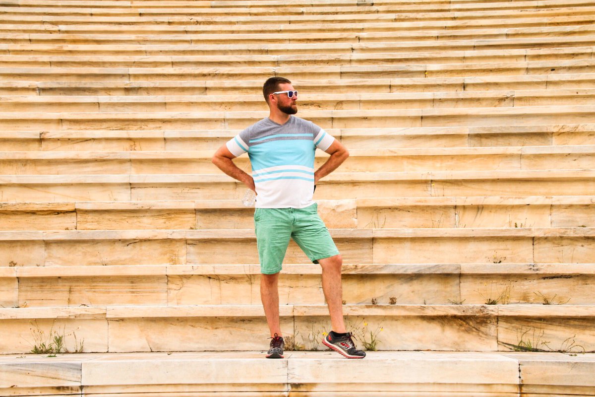 GCEGang's tweet photo. When Shelly keeps begging me to do a stupid pose, I have to oblige. Making my debut at #Athens Panathenaic Stadium #travel https://t.co/yU7HPoOY4A