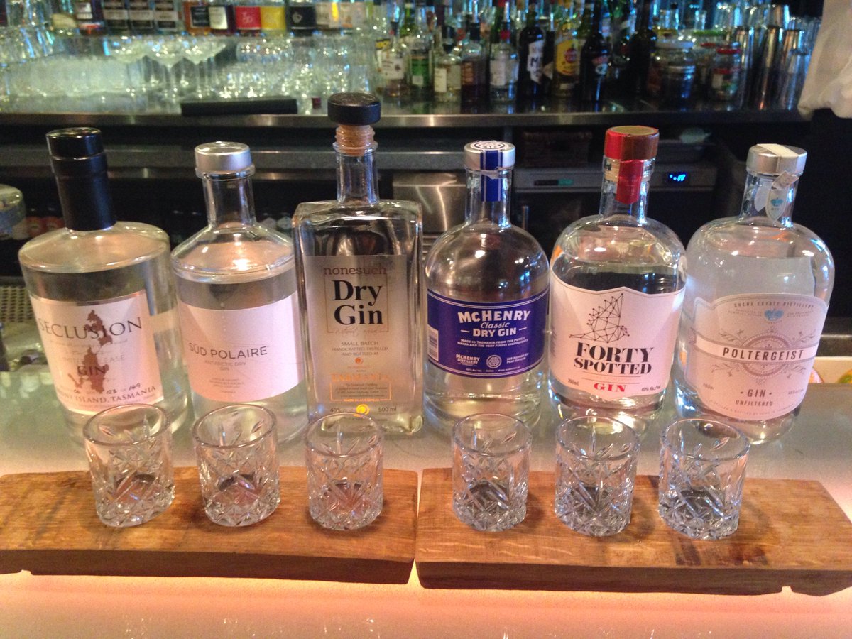 Champagne_Dan's tweet photo. Fully embracing #WorldGinDay @TheHenryJones with this fantastic flight of #Tasmanian Gins 
#DarkMofo
#ginheaven https://t.co/kLoEFhXnVR