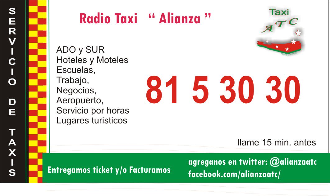 alianzaatc's tweet photo. SERVICIO DE RADIO TAXI "ALIANZA", LLAMENOS😃 https://t.co/wr6BAIxwiQ