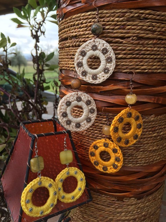 etsy.com/it/listing/223… #earringscrochet #giftsforher #earringshandmade 
 #crochetedjewelry #summerjewelry  #giftsideas #etsyshop