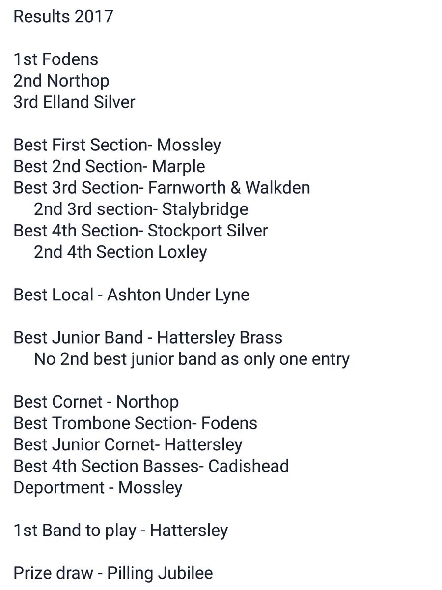 Results 2017 from Denton 🎵