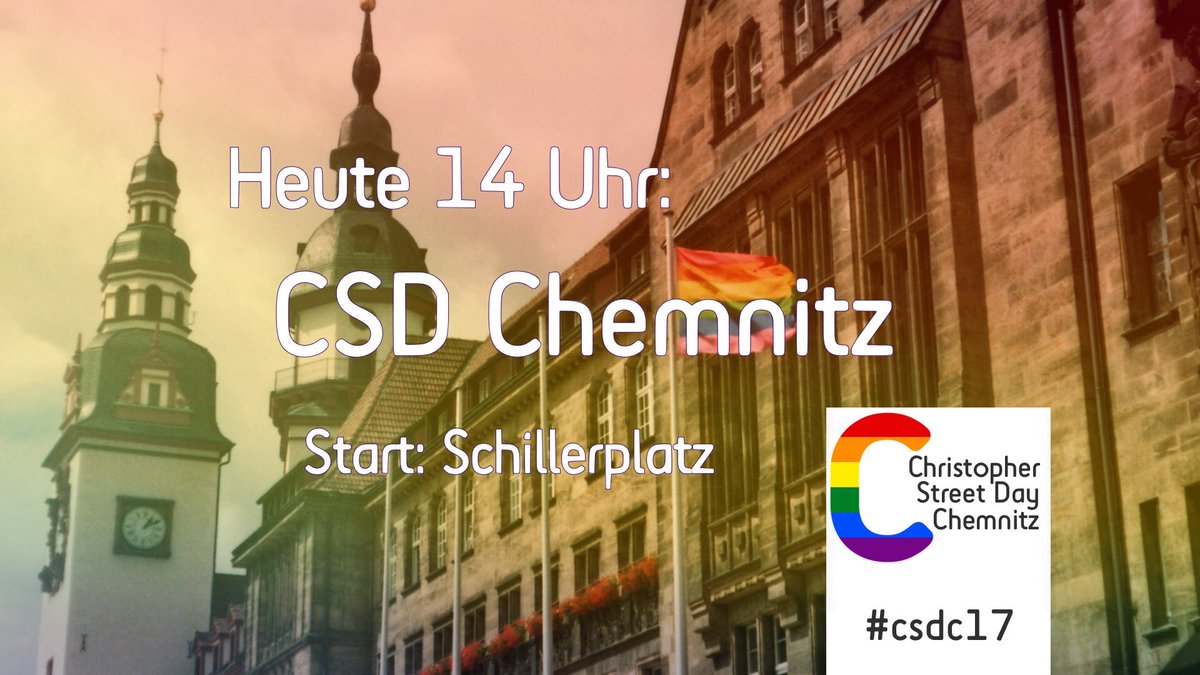 ChemnitzCSD's tweet photo. 🏳️🌈Heute ist es endlich soweit! 🏳️🌈 Der CSD #Chemnitz beginnt 14 Uhr am Schillerplatz. #csdc17 #LoveIsLove https://t.co/4Swc3kvziT