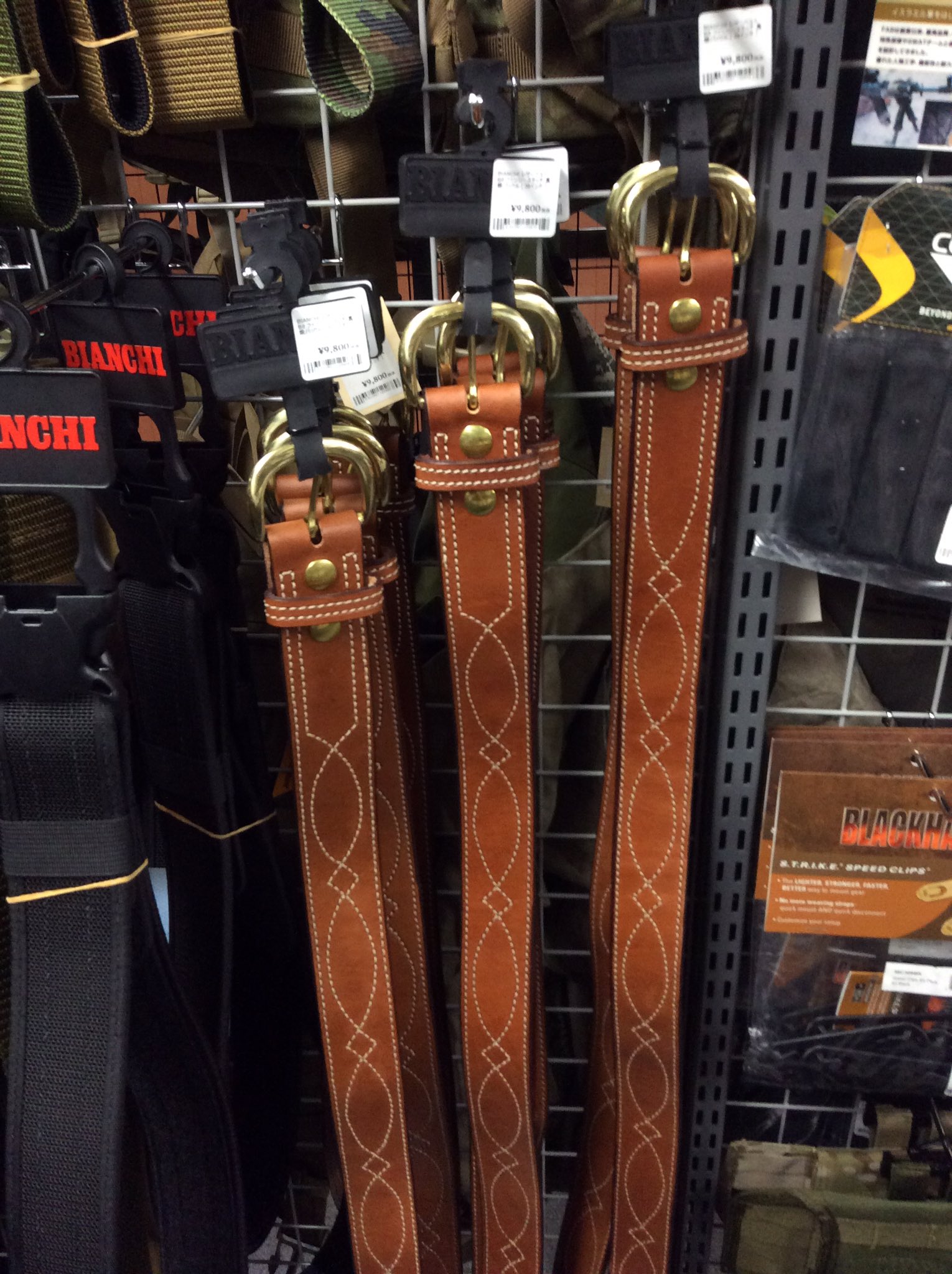 アウトレット Bianchi ビアンキ B9 ファンシーステッチベルト TAN 42