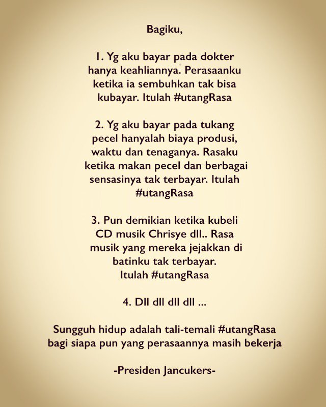 Ini yg aku maksud dgn #utangRasa (buat #Jancukers baru maupun #Jancukers kemarin sore) >>>  fb.me/3AXZRxgqh